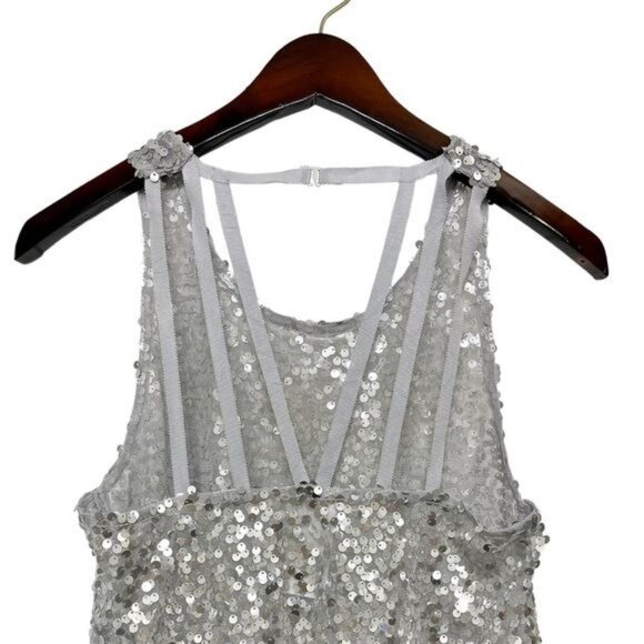 Free People Intimately Silver Sequin Strappy Tank Top Size XS - Picture 10 of 12
